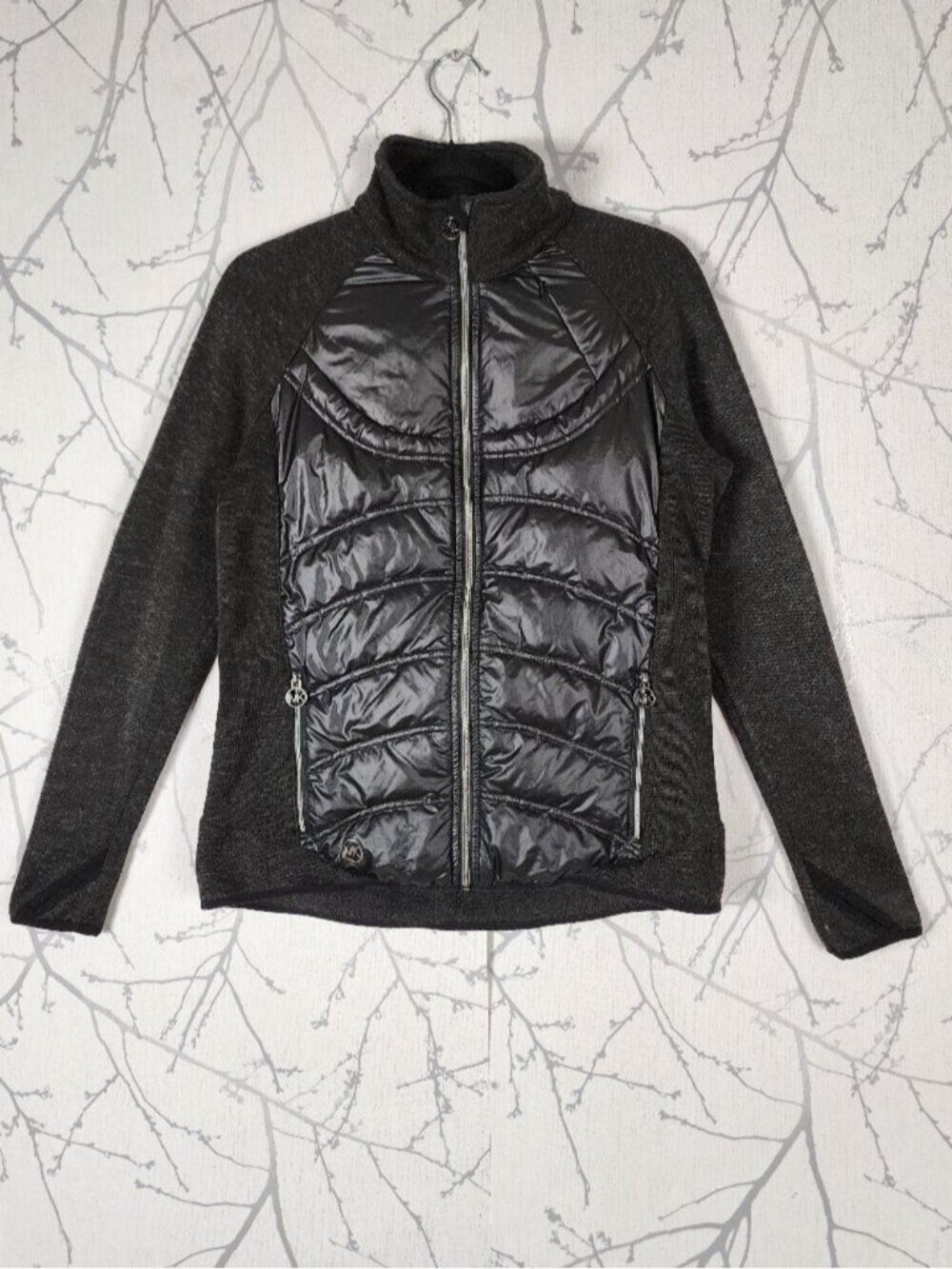 Michael Michael Kors Black Down Filled Quilted Puffer Sweater Jacket